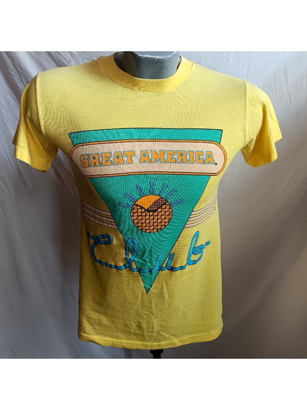 Vintage Small Single Stitch T-shirt Great America Roller Coaster 80's Puff Print - Picture 1 of 7